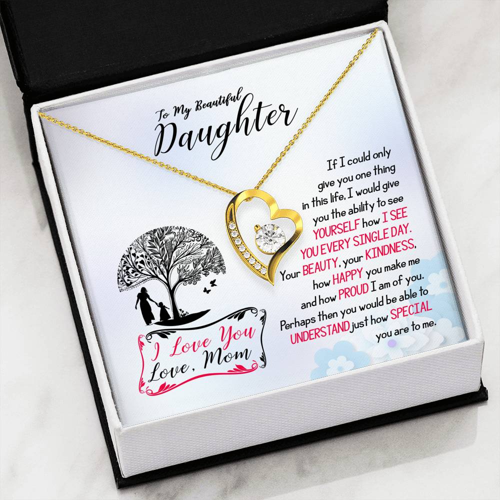311 - To Daughter From Mom - Forever Love Heart Necklace