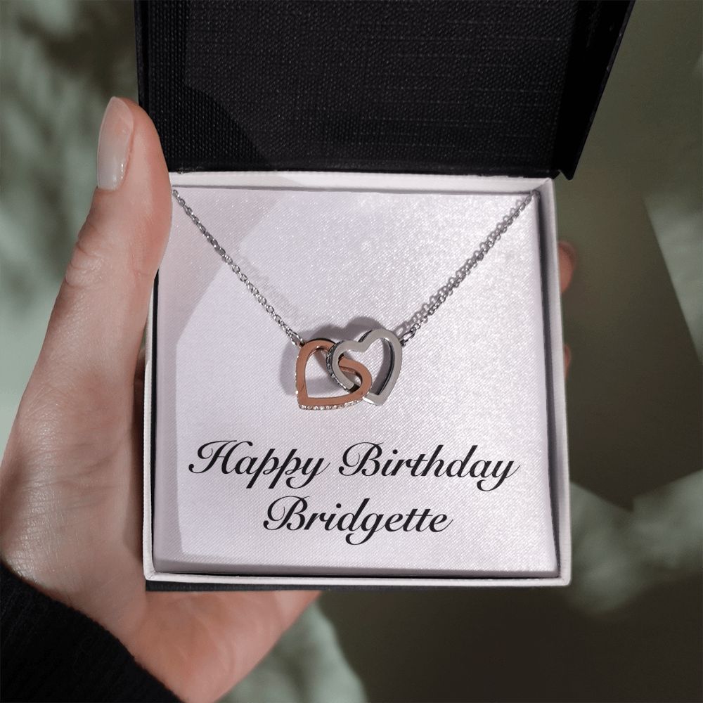 Happy Birthday Bridgette - Interlocking Hearts Necklace