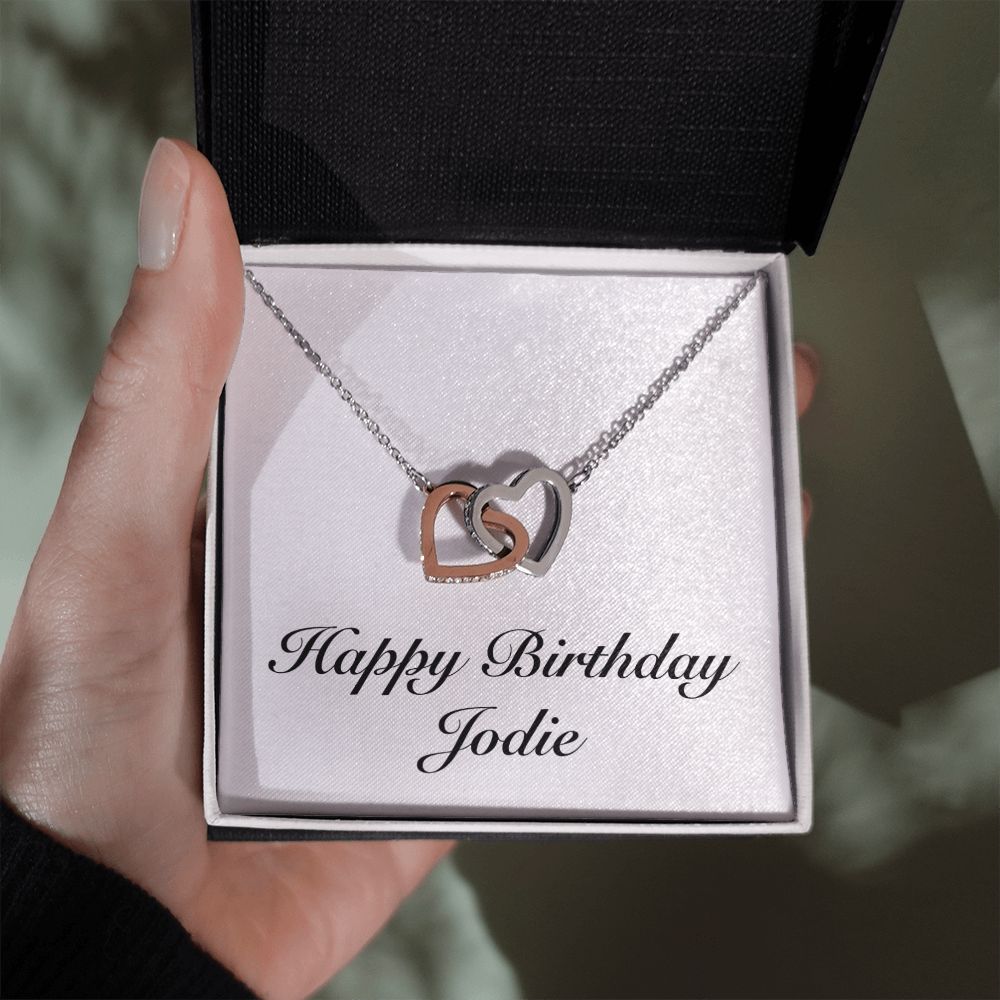 Happy Birthday Jodie - Interlocking Hearts Necklace