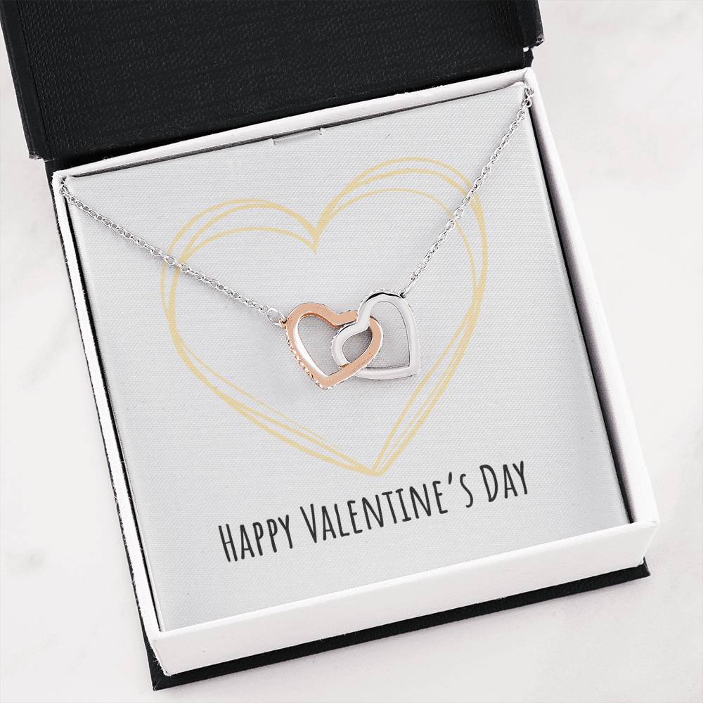 Happy Valentine's Day - Golden Heart - Interlocking Hearts Necklace