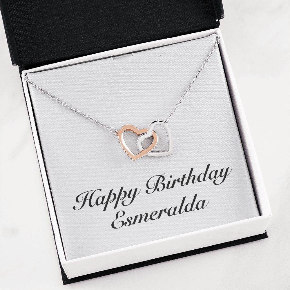 Happy Birthday Esmeralda - Interlocking Hearts Necklace