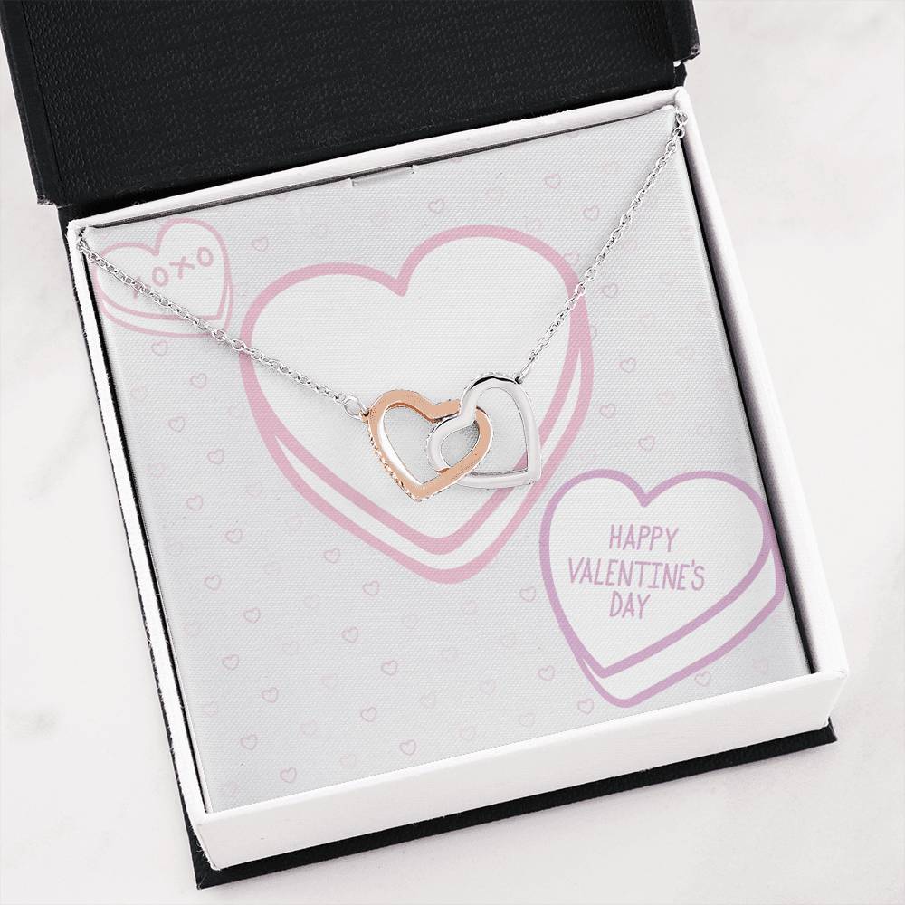 Happy Valentine's Day - Candy Hearts - Interlocking Hearts Necklace