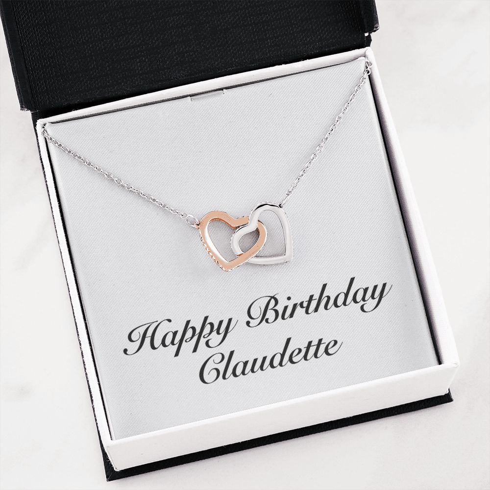 Happy Birthday Claudette - Interlocking Hearts Necklace