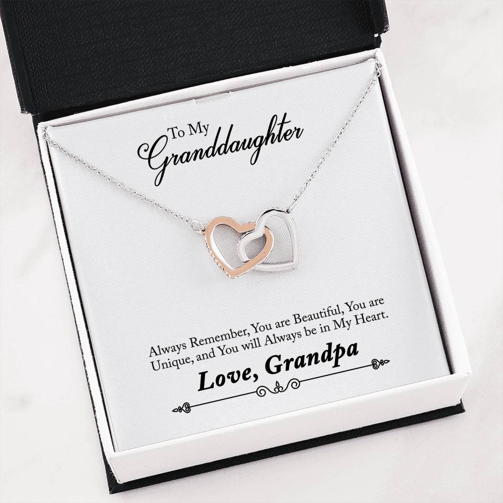 081 - To Granddaughter From Grandpa - Interlocking Hearts Necklace