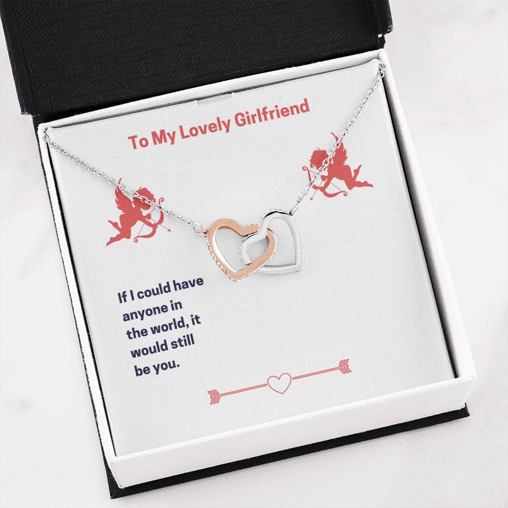 To My Lovely Girlfriend (Valentine's) - Interlocking Hearts Necklace