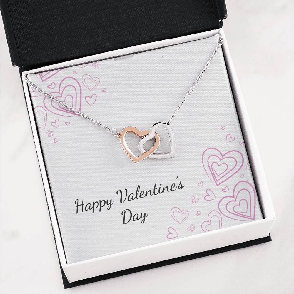 Happy Valentine's Day - Chalk Hearts - Interlocking Hearts Necklace