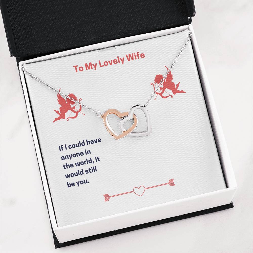 To My Lovely Wife (Valentine's) - Interlocking Hearts Necklace