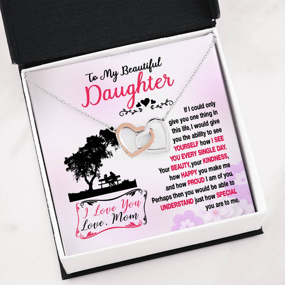 314 - To Daughter From Mom - Interlocking Hearts Necklace