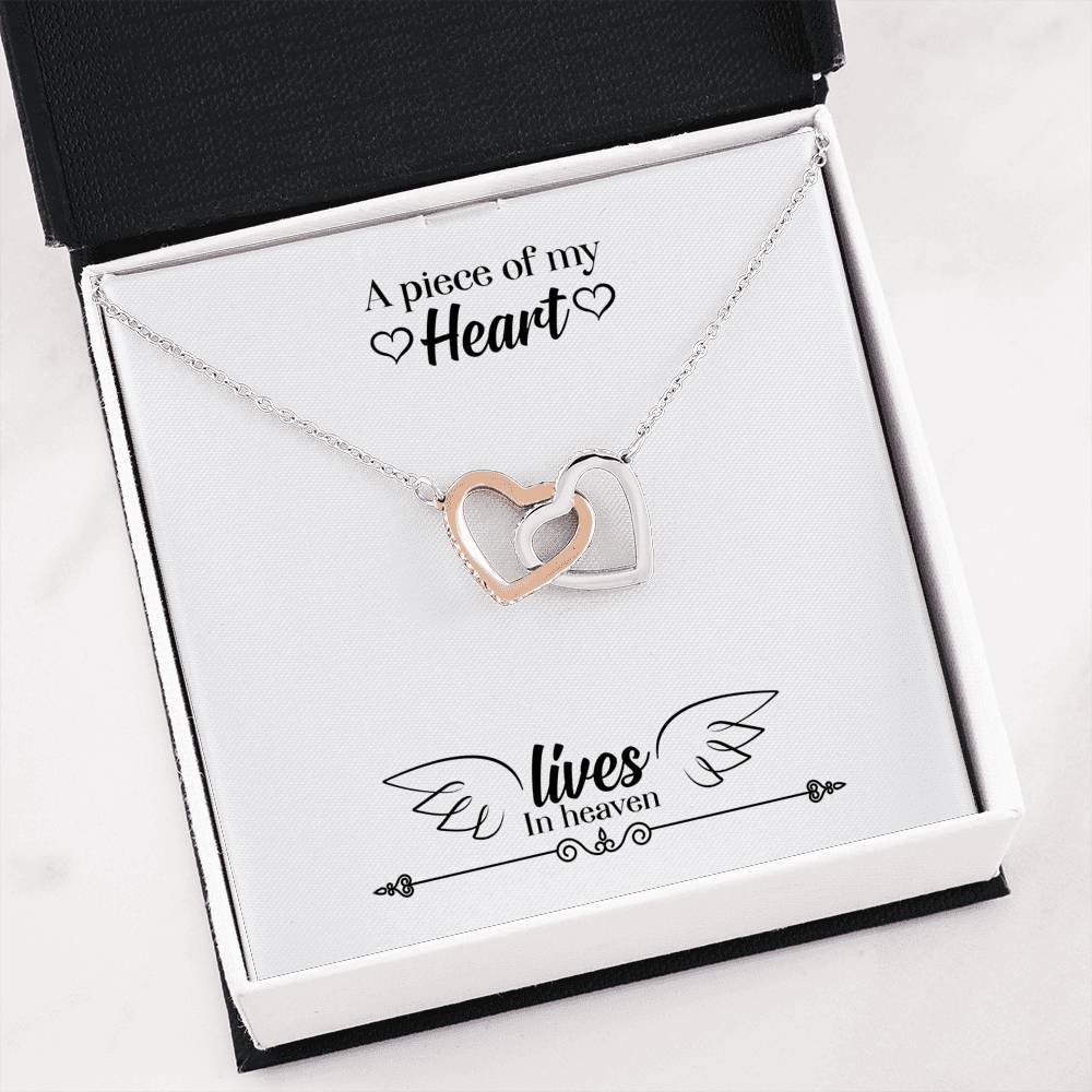 062 - A Piece Of My Heart Lives In Heaven - Interlocking Hearts Necklace