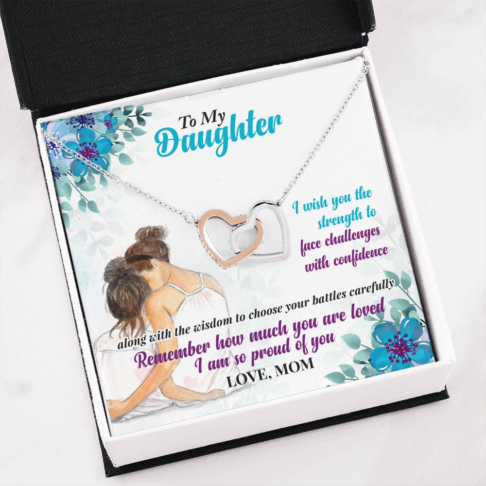 318 - To Daughter From Mom - Interlocking Hearts Necklace