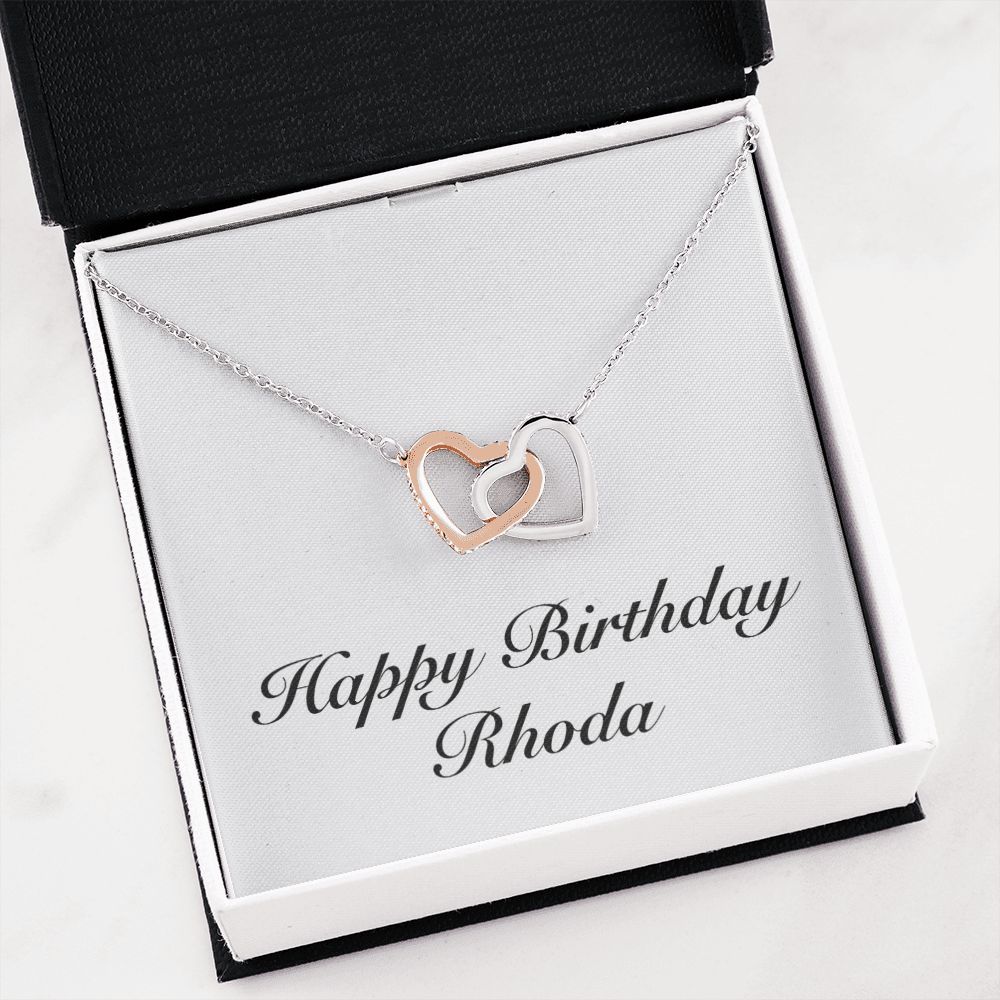 Happy Birthday Rhoda - Interlocking Hearts Necklace
