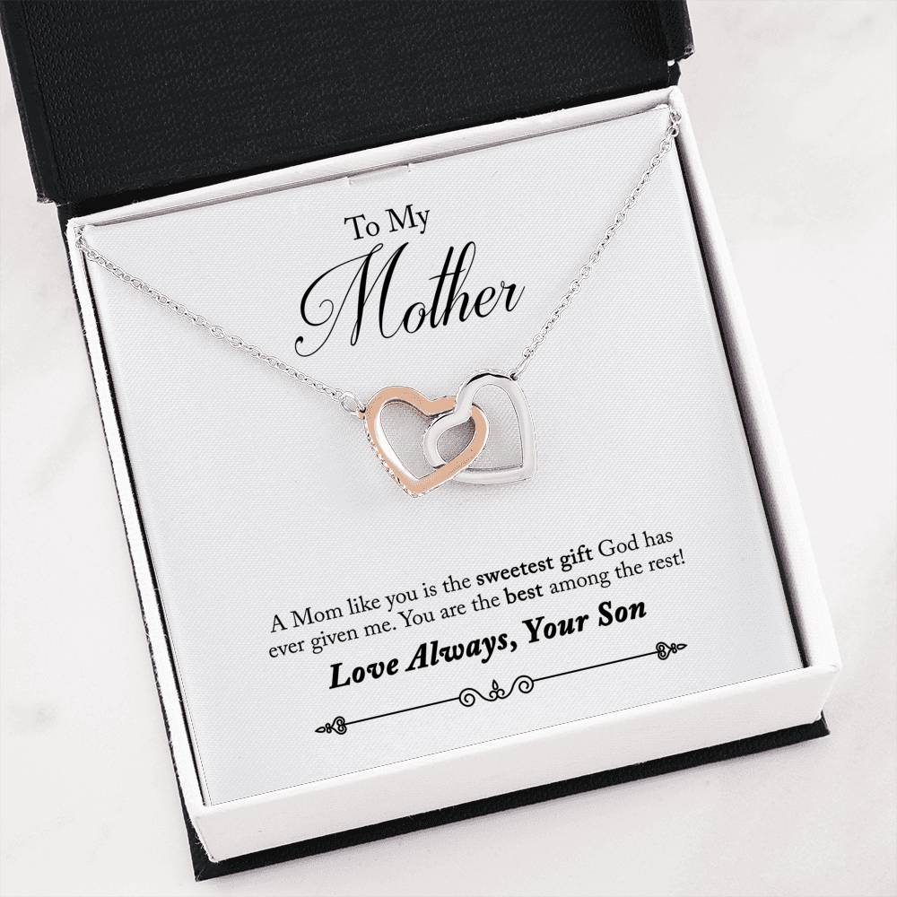 050 - To Mother From Son - Interlocking Hearts Necklace