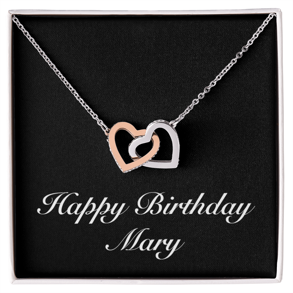 Happy Birthday Mary v2 - Interlocking Hearts Necklace