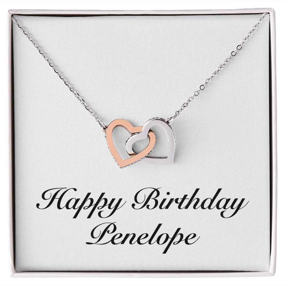 Happy Birthday Penelope - Interlocking Hearts Necklace