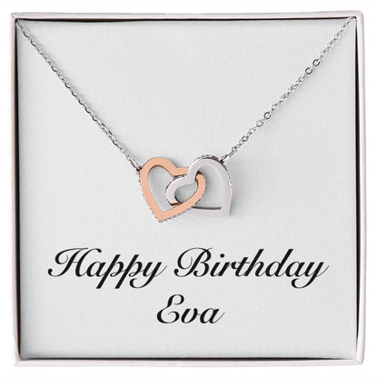 Happy Birthday Eva - Interlocking Hearts Necklace