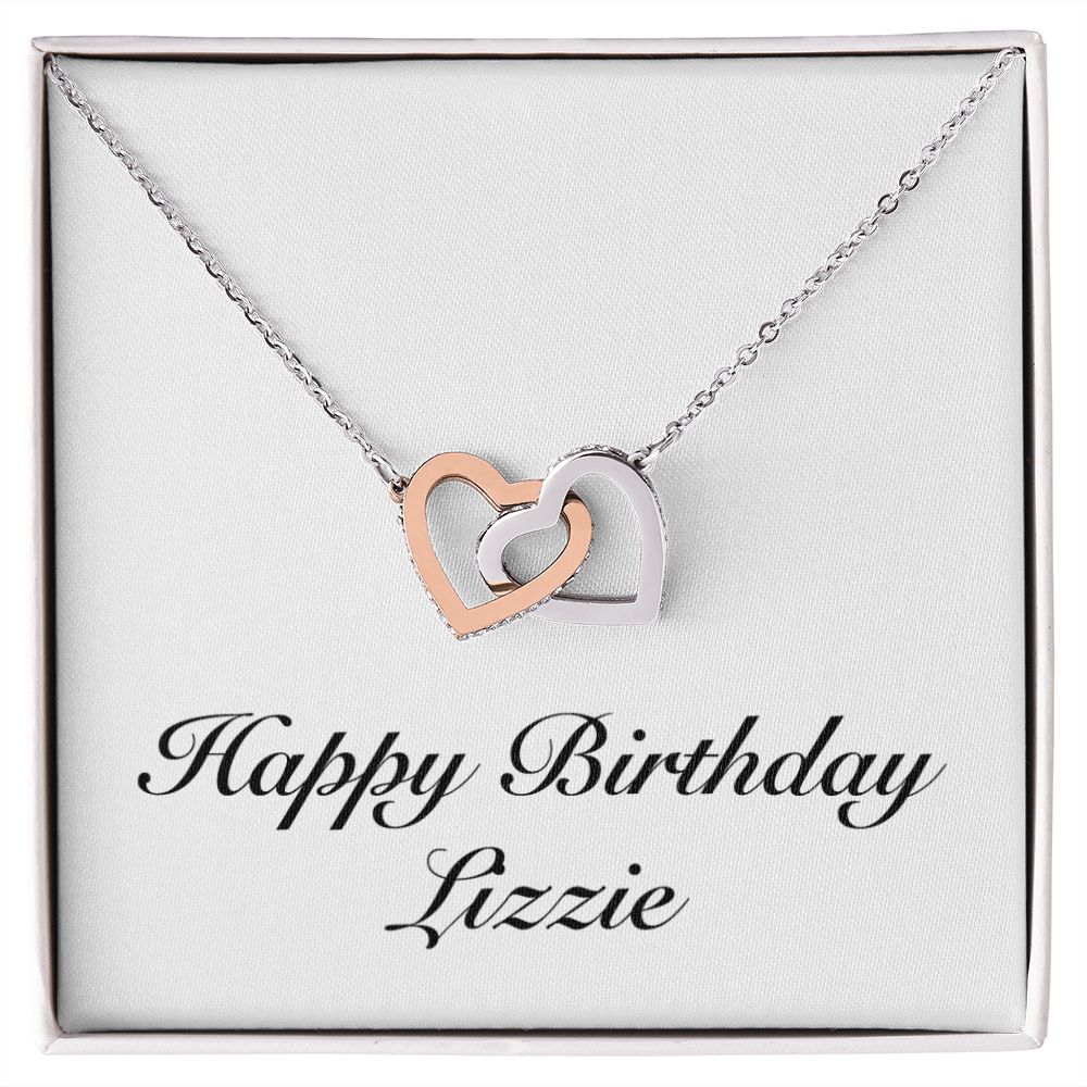 Happy Birthday Lizzie - Interlocking Hearts Necklace
