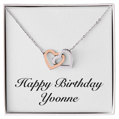Happy Birthday Yvonne - Interlocking Hearts Necklace