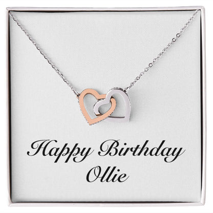 Happy Birthday Ollie - Interlocking Hearts Necklace