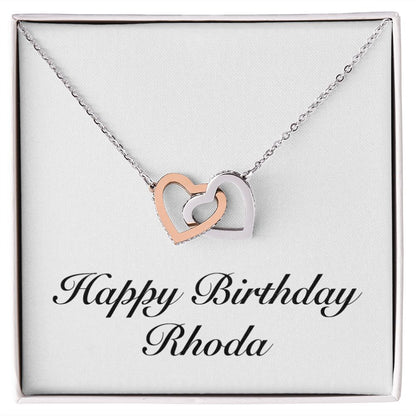 Happy Birthday Rhoda - Interlocking Hearts Necklace