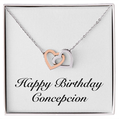 Happy Birthday Concepcion - Interlocking Hearts Necklace