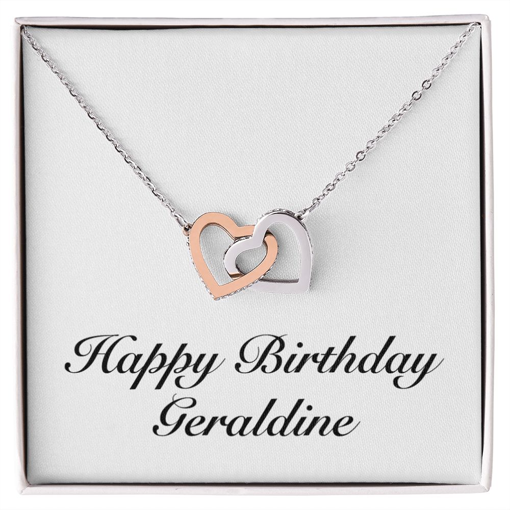 Happy Birthday Geraldine - Interlocking Hearts Necklace