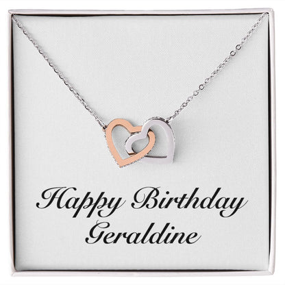 Happy Birthday Geraldine - Interlocking Hearts Necklace
