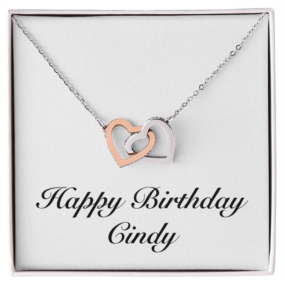 Happy Birthday Cindy - Interlocking Hearts Necklace
