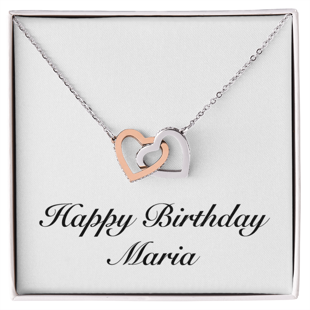 Happy Birthday Maria - Interlocking Hearts Necklace