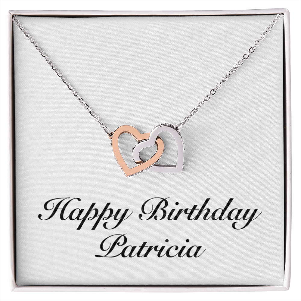 Happy Birthday Patricia - Interlocking Hearts Necklace