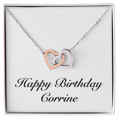 Happy Birthday Corrine - Interlocking Hearts Necklace