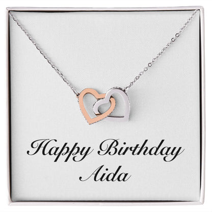 Happy Birthday Aida - Interlocking Hearts Necklace