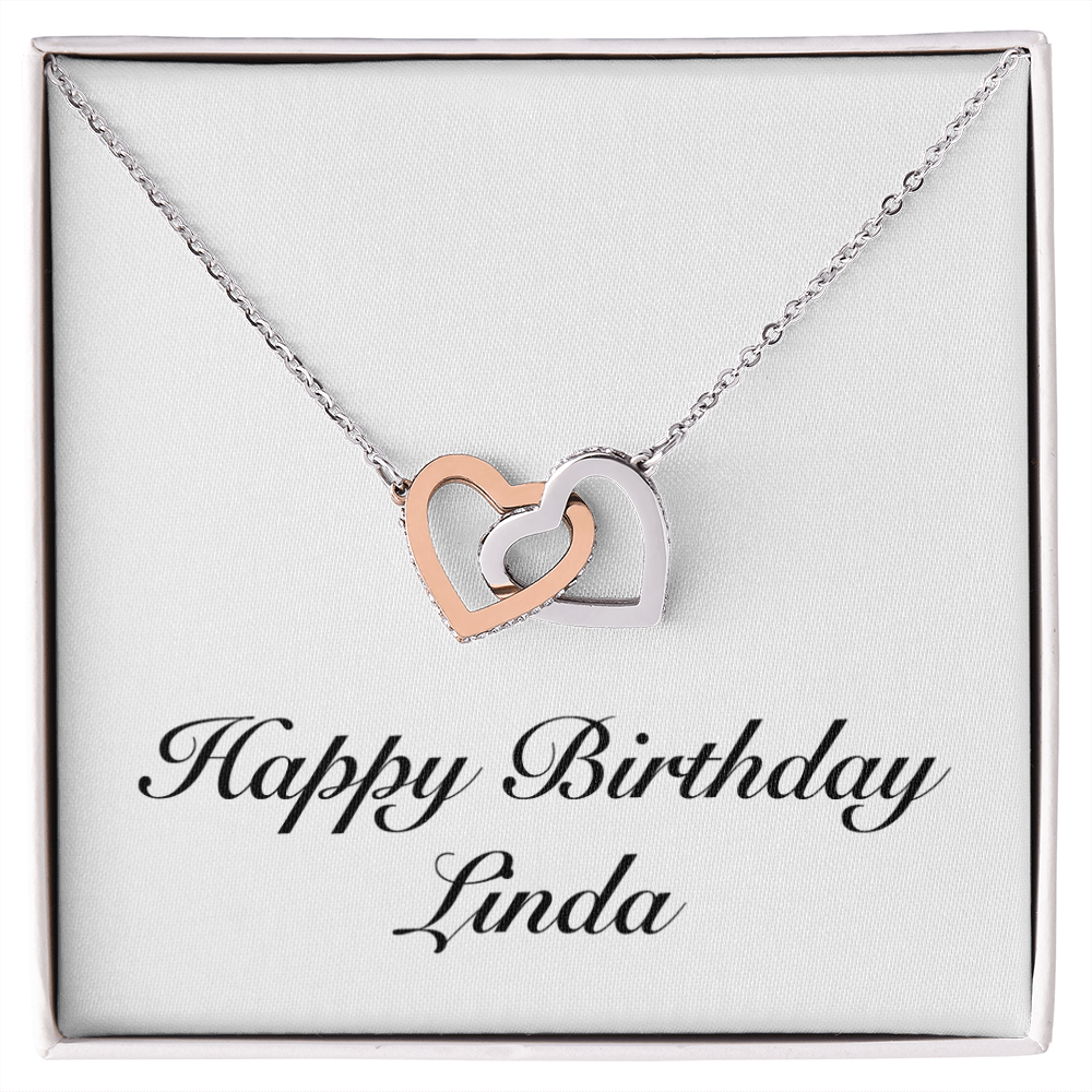 Happy Birthday Linda - Interlocking Hearts Necklace
