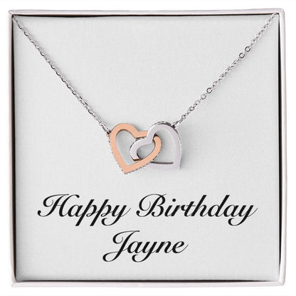 Happy Birthday Jayne - Interlocking Hearts Necklace
