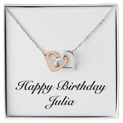 Happy Birthday Julia - Interlocking Hearts Necklace