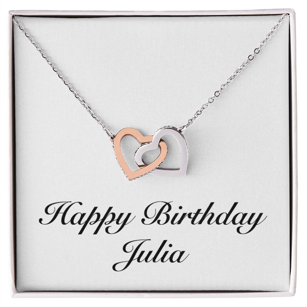 Happy Birthday Julia - Interlocking Hearts Necklace