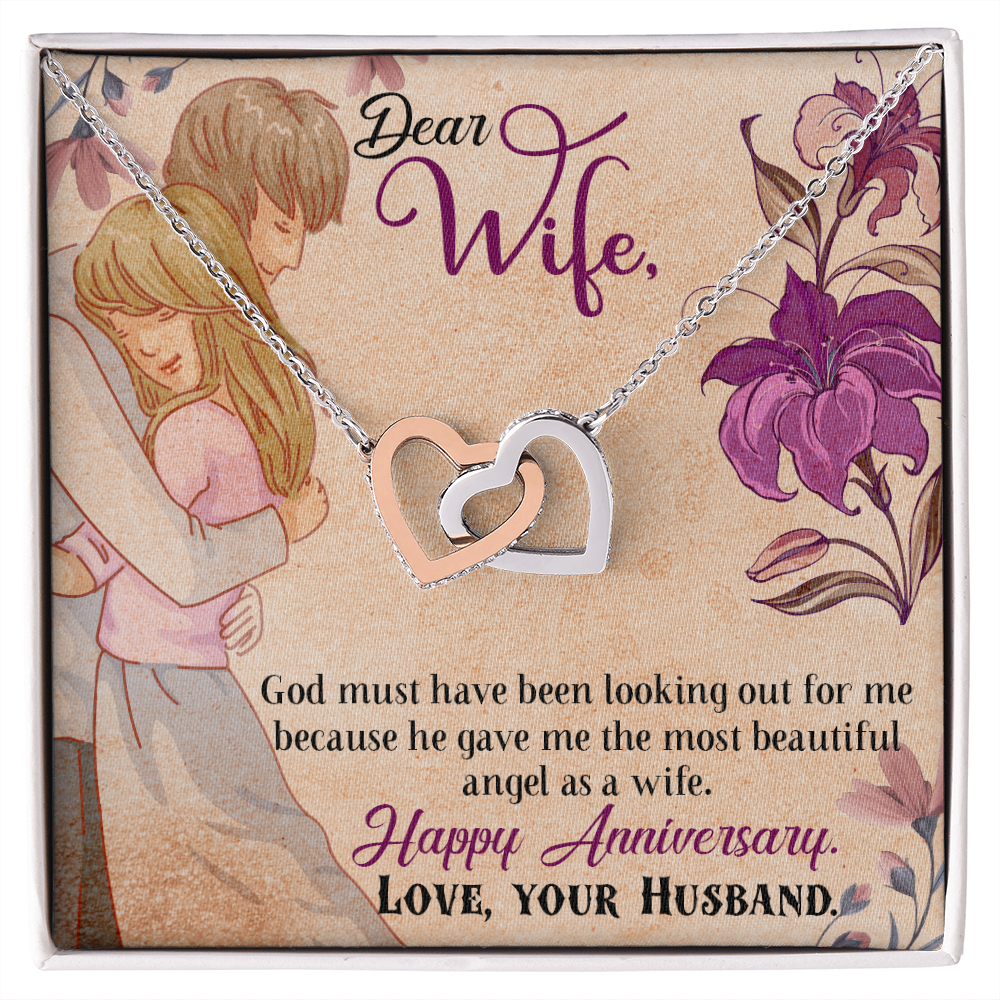 018 Dear Wife, Happy Anniversary - Interlocking Hearts Necklace