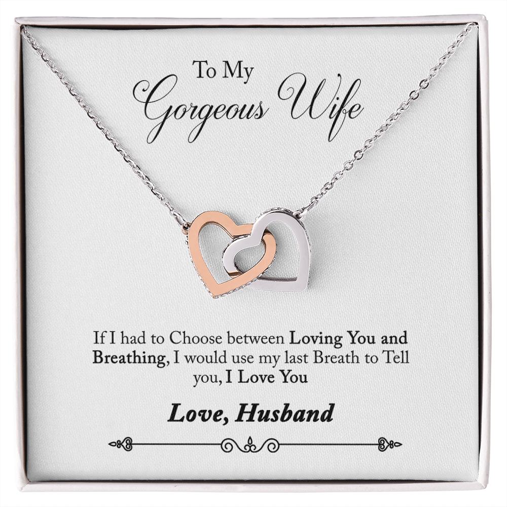 005 To My Gorgeous Wife - Interlocking Hearts Necklace