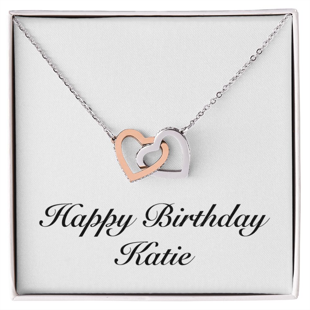 Happy Birthday Katie - Interlocking Hearts Necklace