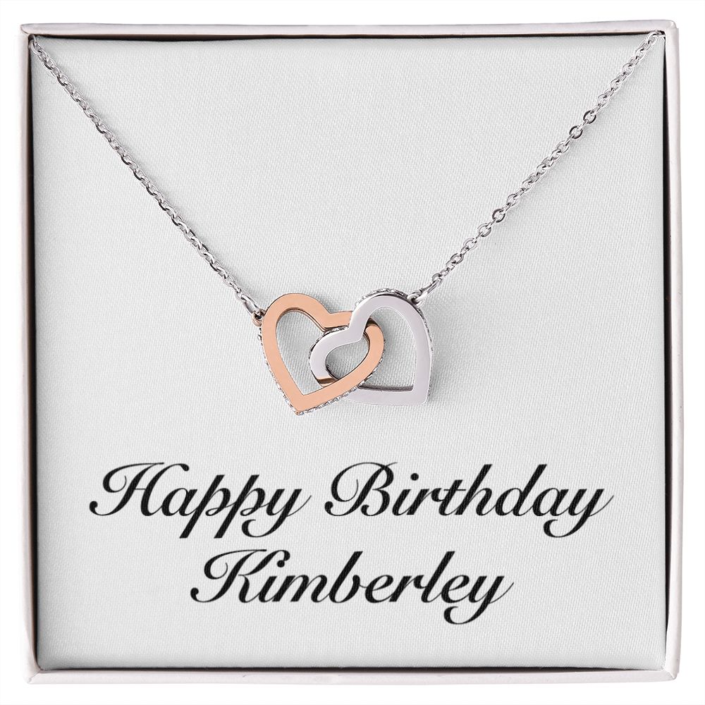 Happy Birthday Kimberley - Interlocking Hearts Necklace