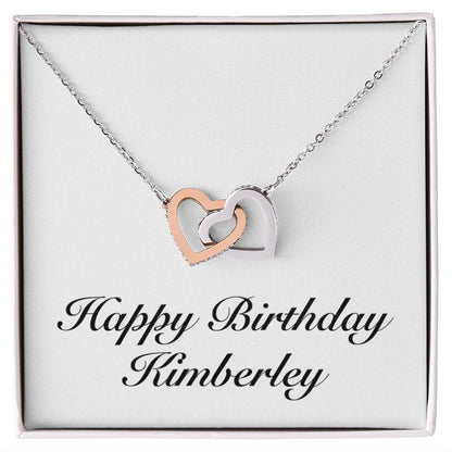 Happy Birthday Kimberley - Interlocking Hearts Necklace
