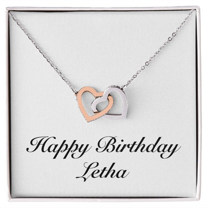 Happy Birthday Letha - Interlocking Hearts Necklace