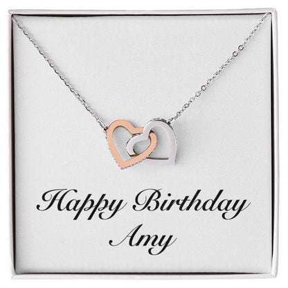 Happy Birthday Amy - Interlocking Hearts Necklace