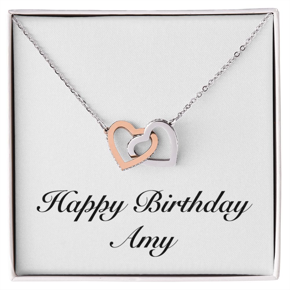 Happy Birthday Amy - Interlocking Hearts Necklace