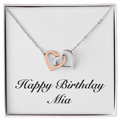 Happy Birthday Mia - Interlocking Hearts Necklace