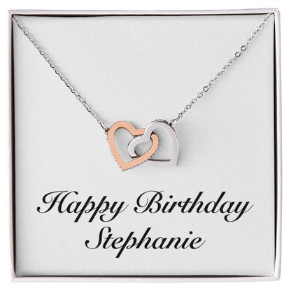 Happy Birthday Stephanie - Interlocking Hearts Necklace