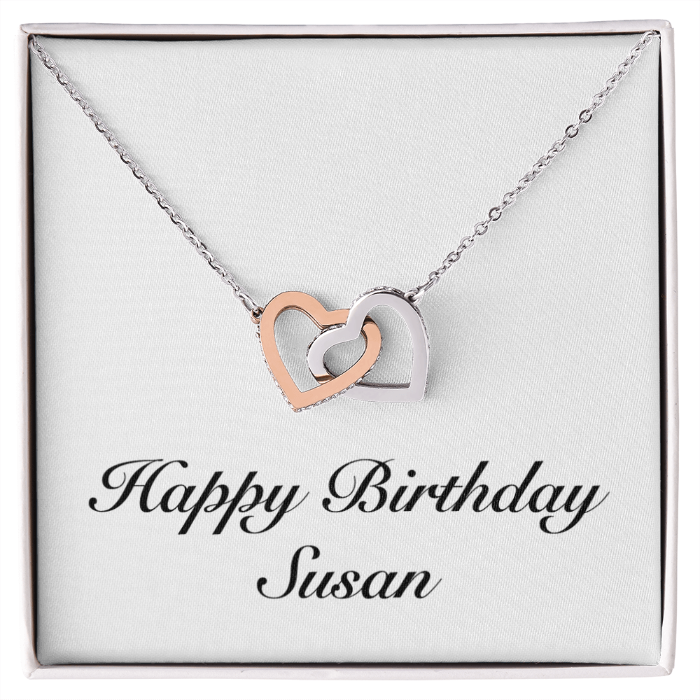 Happy Birthday Susan - Interlocking Hearts Necklace