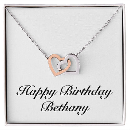 Happy Birthday Bethany - Interlocking Hearts Necklace