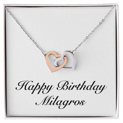 Happy Birthday Milagros - Interlocking Hearts Necklace