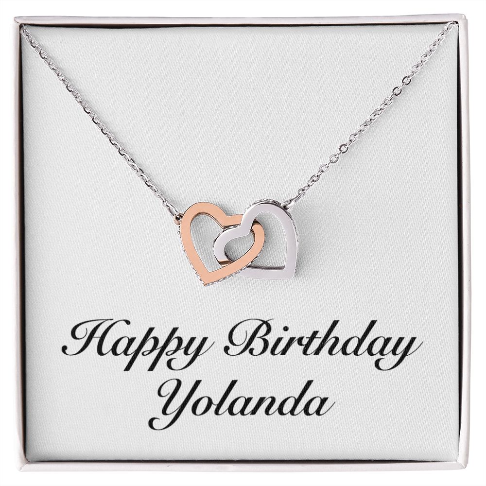 Happy Birthday Yolanda - Interlocking Hearts Necklace