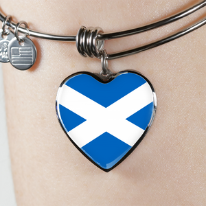 Scottish Flag - Heart Pendant Bangle Bracelet
